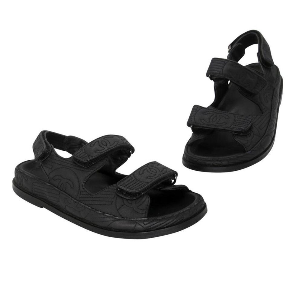 Chanel Chunky Cc Logo Embossed 39 Leather Dad Sandals CC-0525N-0212
